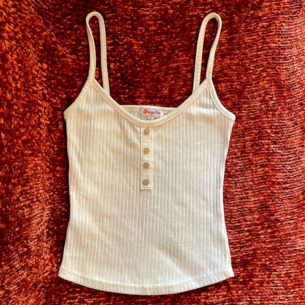 Off white skinny strap crop top, size small
